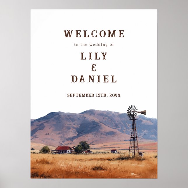 Western Mountain Wedding Welcome Sign (Front)