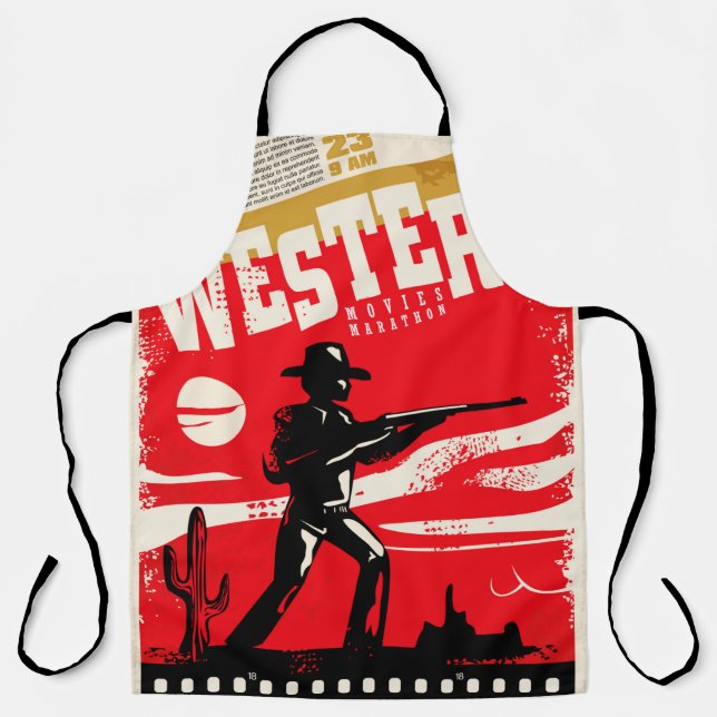 Western movies marathon retro poster design layout apron (Front)