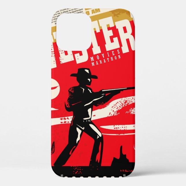 Western movies marathon retro poster design layout Case-Mate iPhone case (Back)