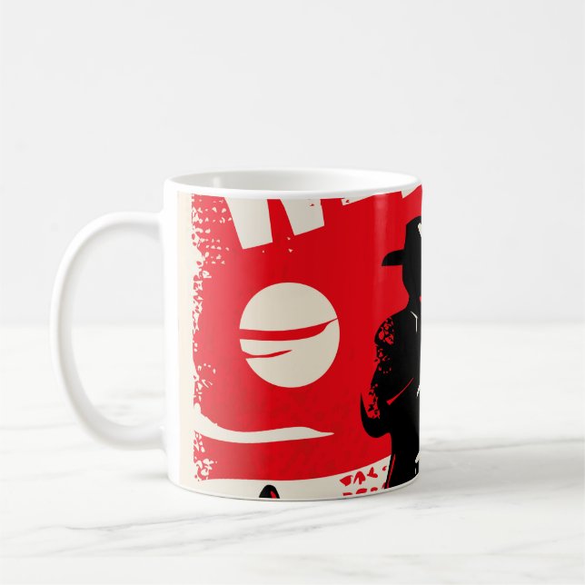 Western movies marathon retro poster design layout coffee mug (Left)