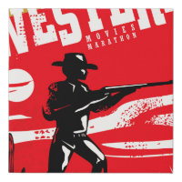 Western movies marathon retro poster design layout