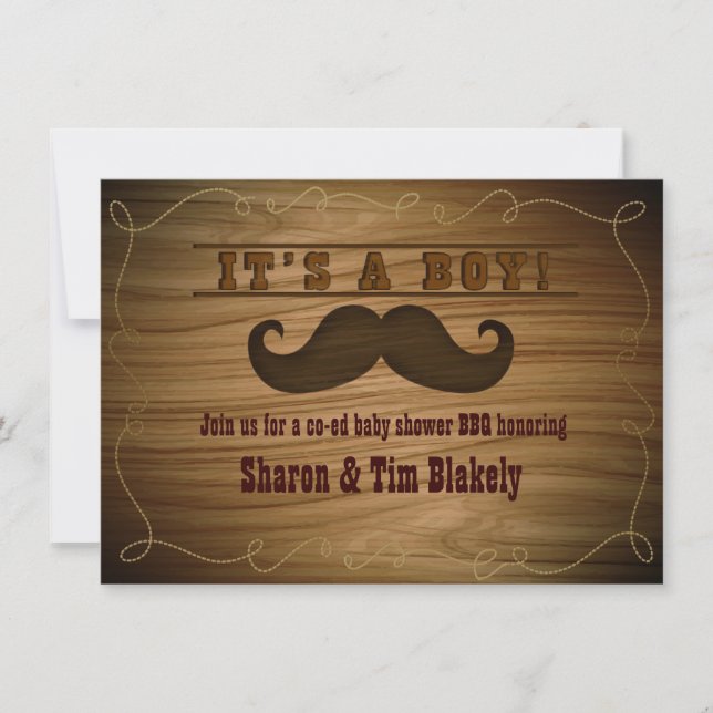 Western Mustache Baby Shower It's a Boy Invitation (Front)