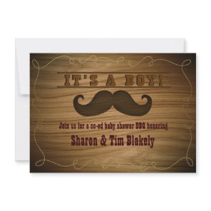 Western Mustache Baby Shower It's a Boy Invitation