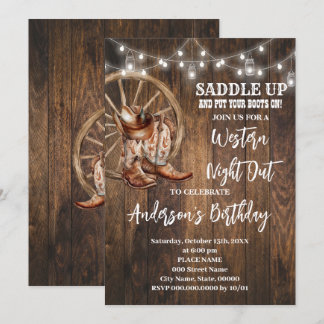 Western Night Out Country Cowboy Birthday Invitation