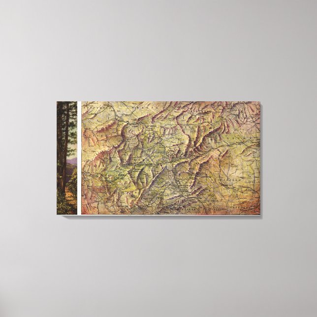 Western North CarolinaPanoramic Map Canvas Print (Front)