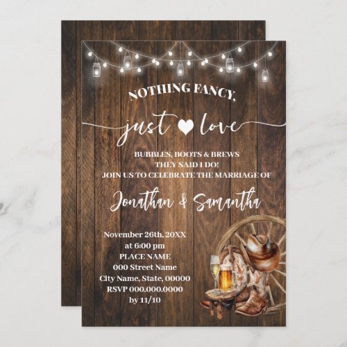 Western Nothing Fancy Just Love Elopement Wedding Invitation