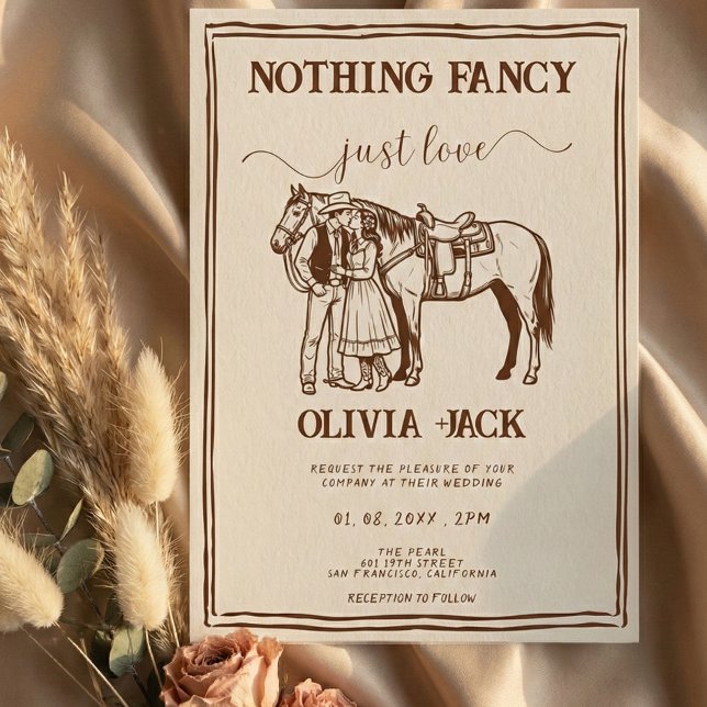 Western Nothing Fancy Just Love Hand Drawn Wedding Invitation (Creator Uploaded)