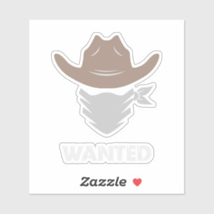 Western Outlaw Cowboy Wanted Sticker