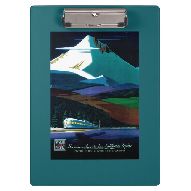 Western Pacific California Zephyr Vintage Poster Clipboard (Front)