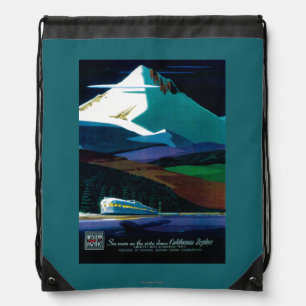 Western Pacific California Zephyr Vintage Poster Drawstring Bag