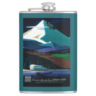 Western Pacific California Zephyr Vintage Poster Hip Flask