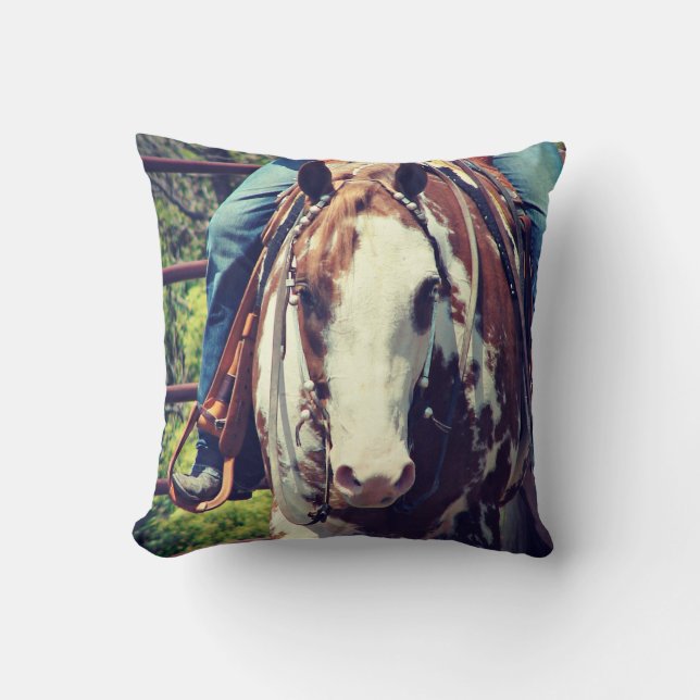 Western Paint Horse Throw Pillow (Front)
