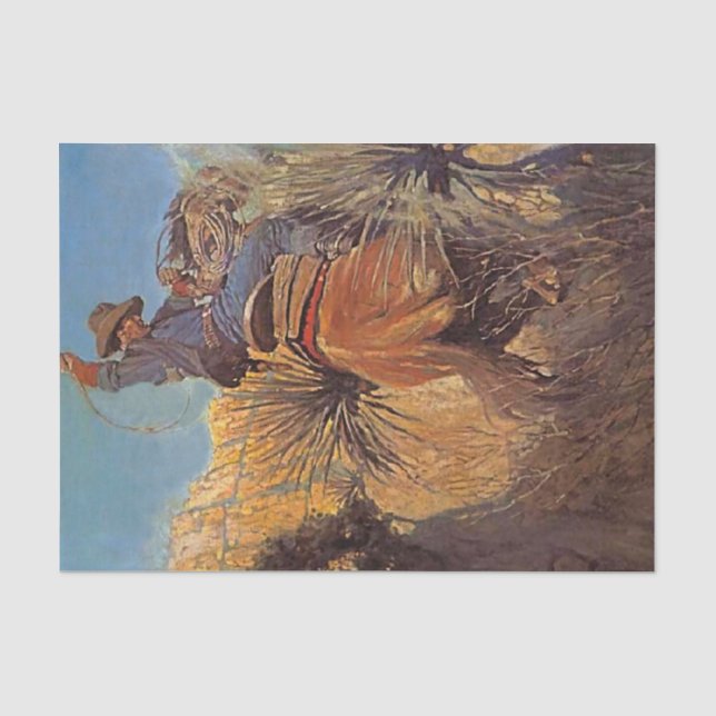 Western Painting “Horse Jumping from Snake” Tissue Paper (Front)