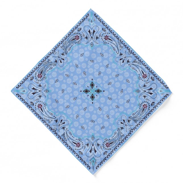 Western Paisley Blue Bandan Bandana (Front)