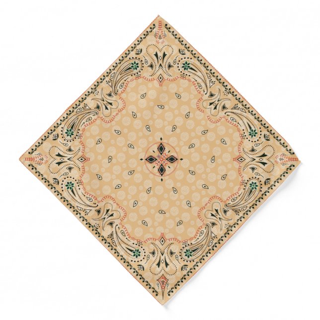 Western Paisley Gold Bandana (Front)