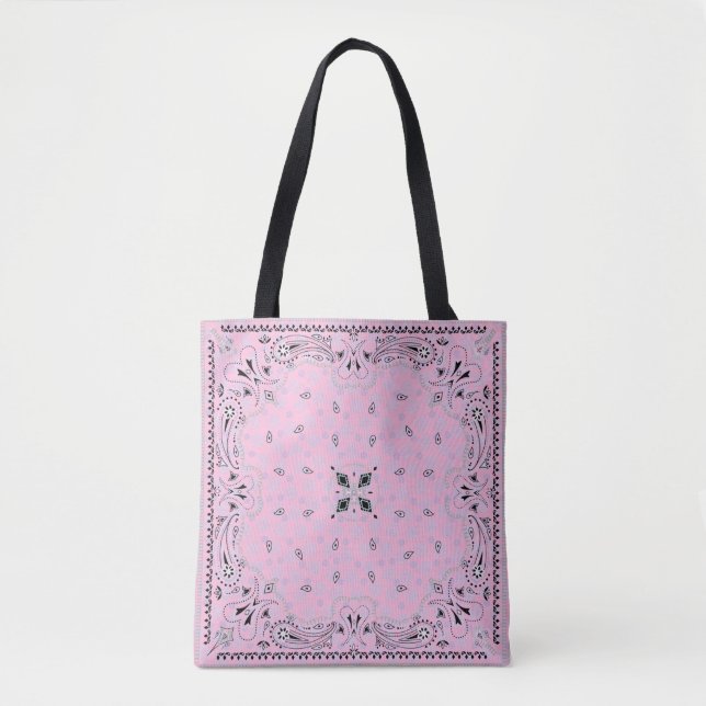Western Paisley Pink Bandana Print Cowgirl Tote Bag (Front)