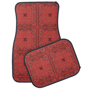 Western Paisley Red Bandana Print Car Floor Mat