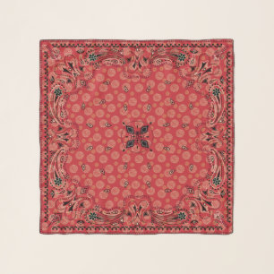 Western Paisley Red Bandana Print Cowgirl Scarf