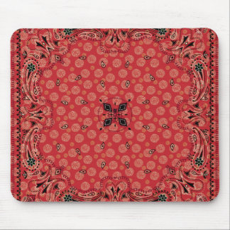 Western Paisley Red Bandana Print Mouse Pad
