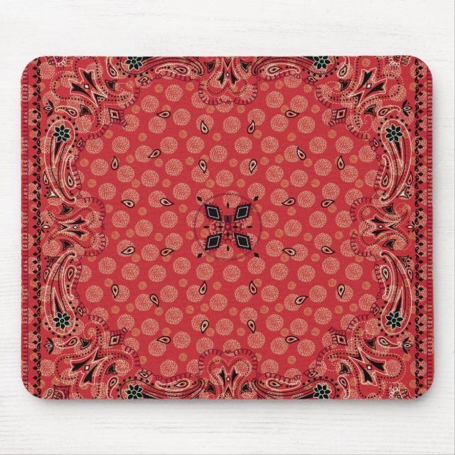 Western Paisley Red Bandana Print  Mouse Pad (Front)