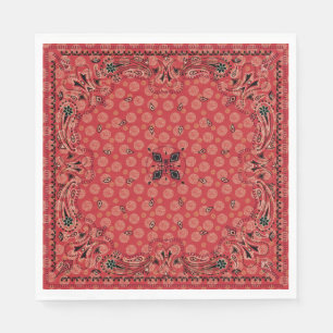 Western Paisley Red Bandana Print Party Napkins