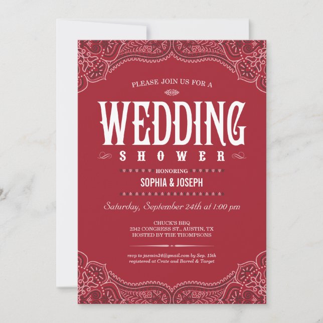 Western Paisley Wedding Shower Invitations (Front)