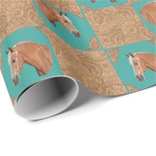 Western Palomino Horse And Leather Print Wrapping Paper