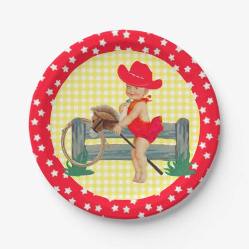 Western Party Baby Cowgirl Stick Horse Plates