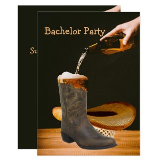 Western Party Bachelor Cowboy Hat Beer Card