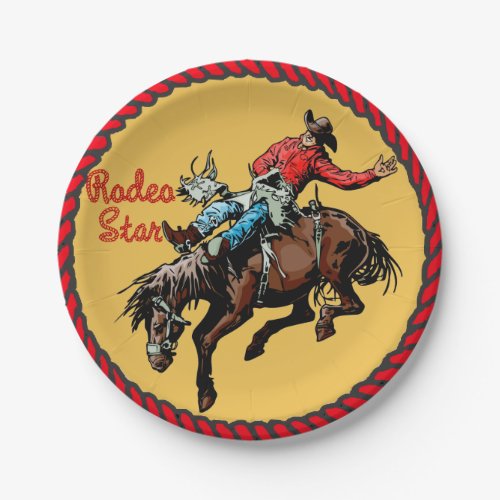 Western Party Bronc Riding Paper Plates