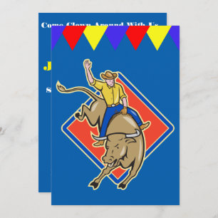Western Party Bull Rider Invitation Personalize