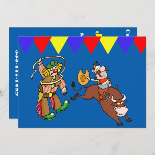 Western Party Bull Rider Rodeo Clown Personalize Invitation
