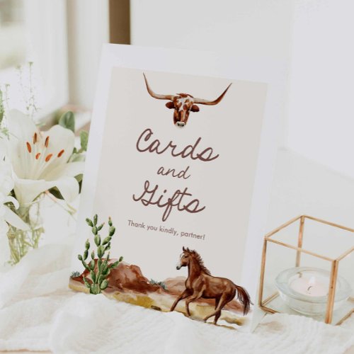 Western Party Cards and Gifts Pedestal Sign