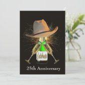 Western Party Champagne And Cowboy Hat Custom Invitation (Standing Front)