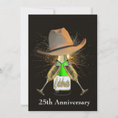 Western Party Champagne And Cowboy Hat Custom Invitation (Front)