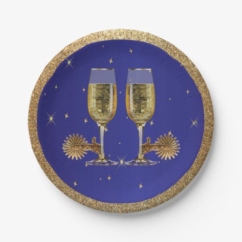 Western Party Champagne And Spurs Paper Plates