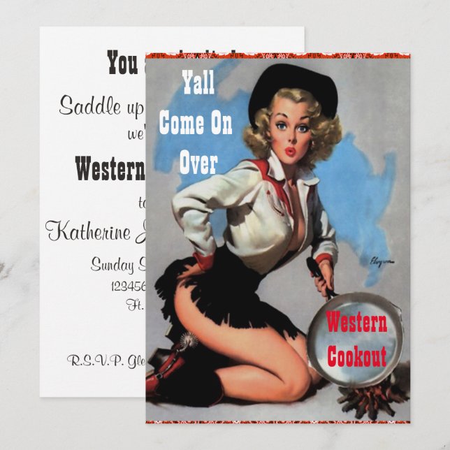 Western Party Cookout Dinner Invitation (Front/Back)
