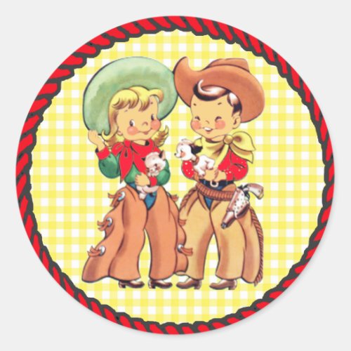 Western Party Cowboy And Cowgirl Kids Sticker