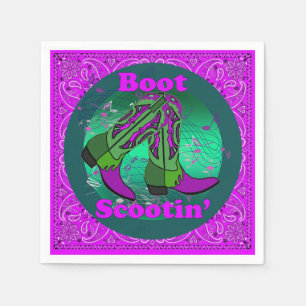 Western Party Cowboy Boot Scootin' Dance Purple Napkins