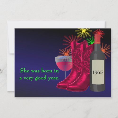 Western Party Cowboy Boots And Wine Birthday Invitation