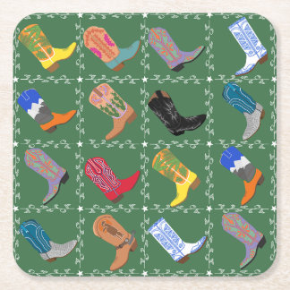 Western Party Cowboy Boots Colorful Paper Coaster