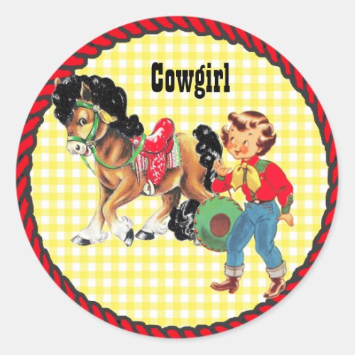 Western Party Cowgirl With Horse Sticker