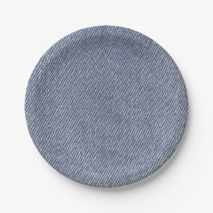 Western Party Denim Print Paper Plates