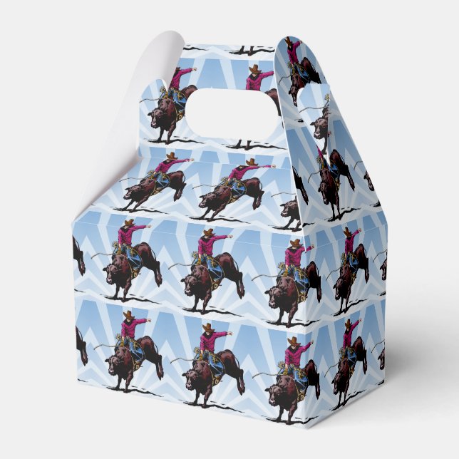 Western Party Favor Or Gift Box Bull Rider (Front Side)