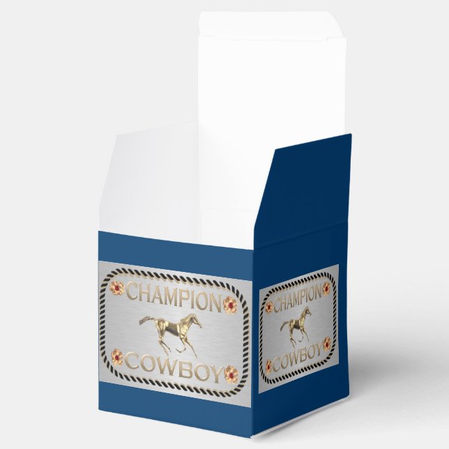 Western Party Favor Or Gift Box Champion Cowboy (Opened)