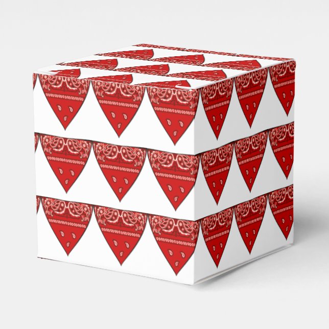 Western  Party Favor Or Gift Box Red Bandana (Front Side)
