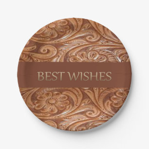 Western Party Leather Print Paper Plates