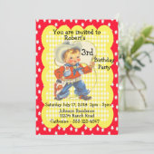 Western Party Little Cowboy Birthday Invitation (Standing Front)