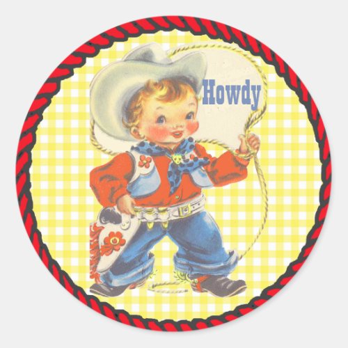 Western Party Little  Cowboy With Rope Stickers