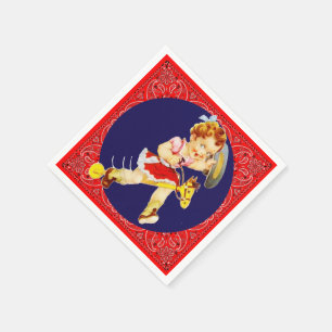 Western Party Little Cowgirl On Stick Horse Napkins